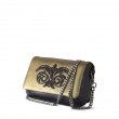"AVA Baby" handbag in lambskin "taffeta" finished - antique gold and black cannetille embroidery - with chain