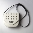 Small shoulder bag DINA ROCK in smooth leather, white color - with a shoulder strap